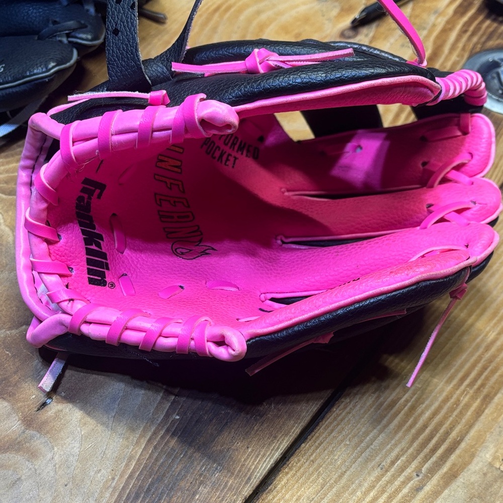 Franklin Pink and Black Kids Baseball Glove Size 9”
